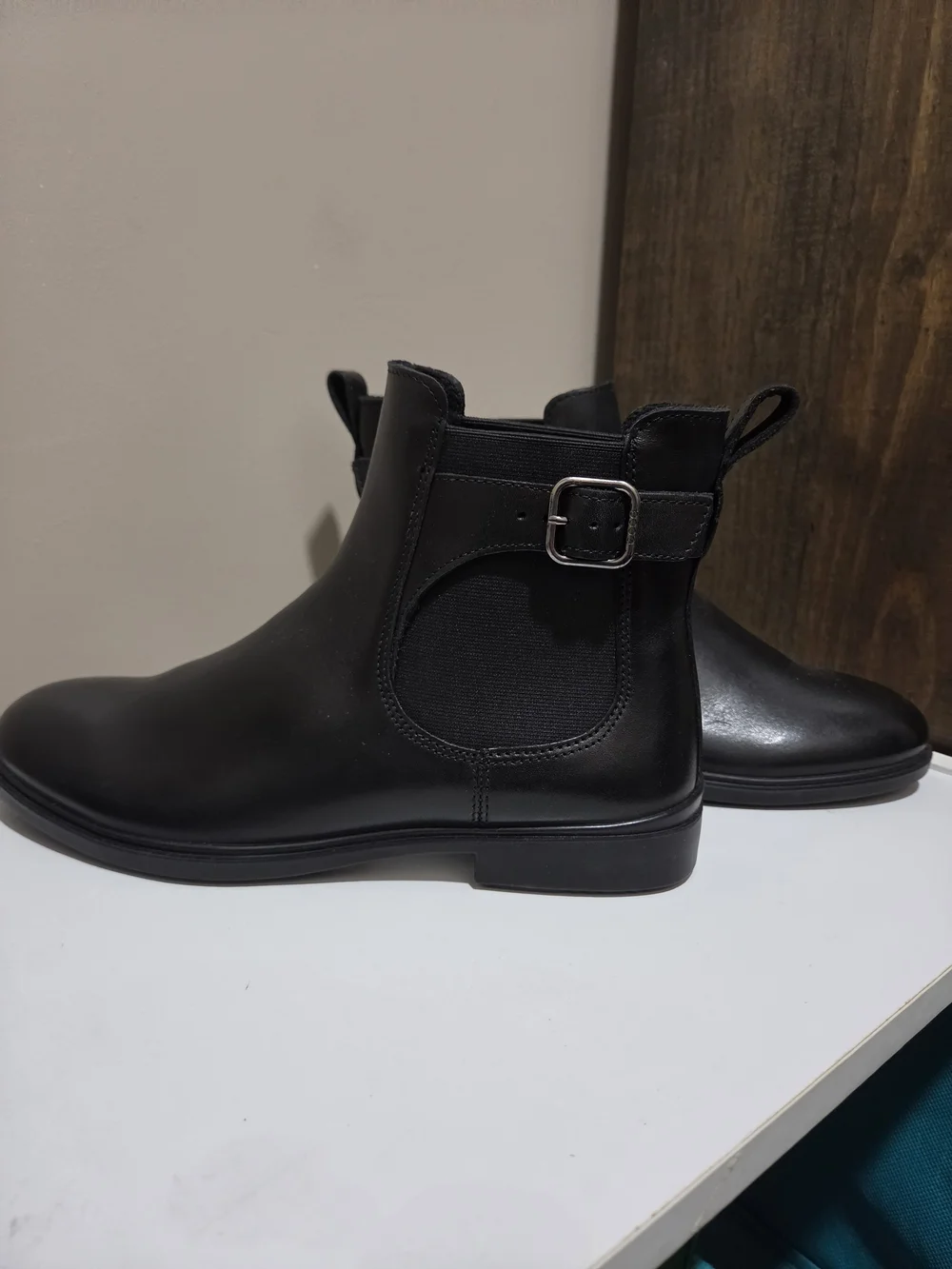 Ecco Danish Design Black  Buckle Ankle Boots Size 7